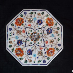 Individuelle Marmor Wand / Boden Fliesen Platte Blumen Pfau Multi Inlay Marquetry Design Gelegentliches Geschenk Dekor