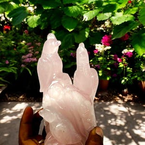 7&quot; Beautiful Rose Quartz Stone Bird Statue, Healing Crystal Sculpture Hand Carved, Unique Carving Gemstone Art Decor Gifts