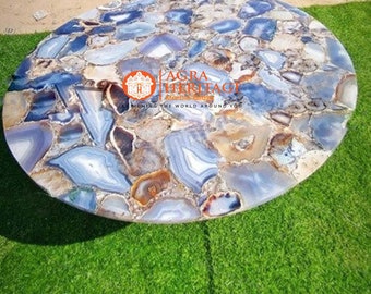 Handmade Agate Round Table Top, Home Decor Gift