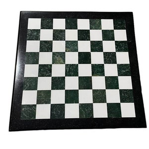 15&quot; Marble Chess Table Top Handcrafted Marble Chess Board Game Luxurious Playroom Decorative Masterpiece