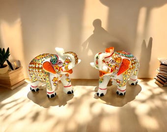 手描き大理石の象の像 | 伝統的なインドの装飾 - Etsy 日本