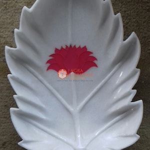 Marble White Fruit Storage Bowl Leaf Shape Handmade Decorative Dining Table Decor Bowl