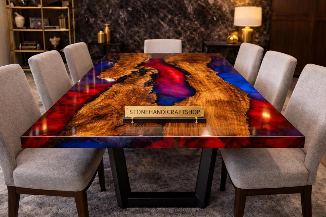 Handmade Mix Epoxy Resin Dining Table & Kitchen Slab Countertop ...