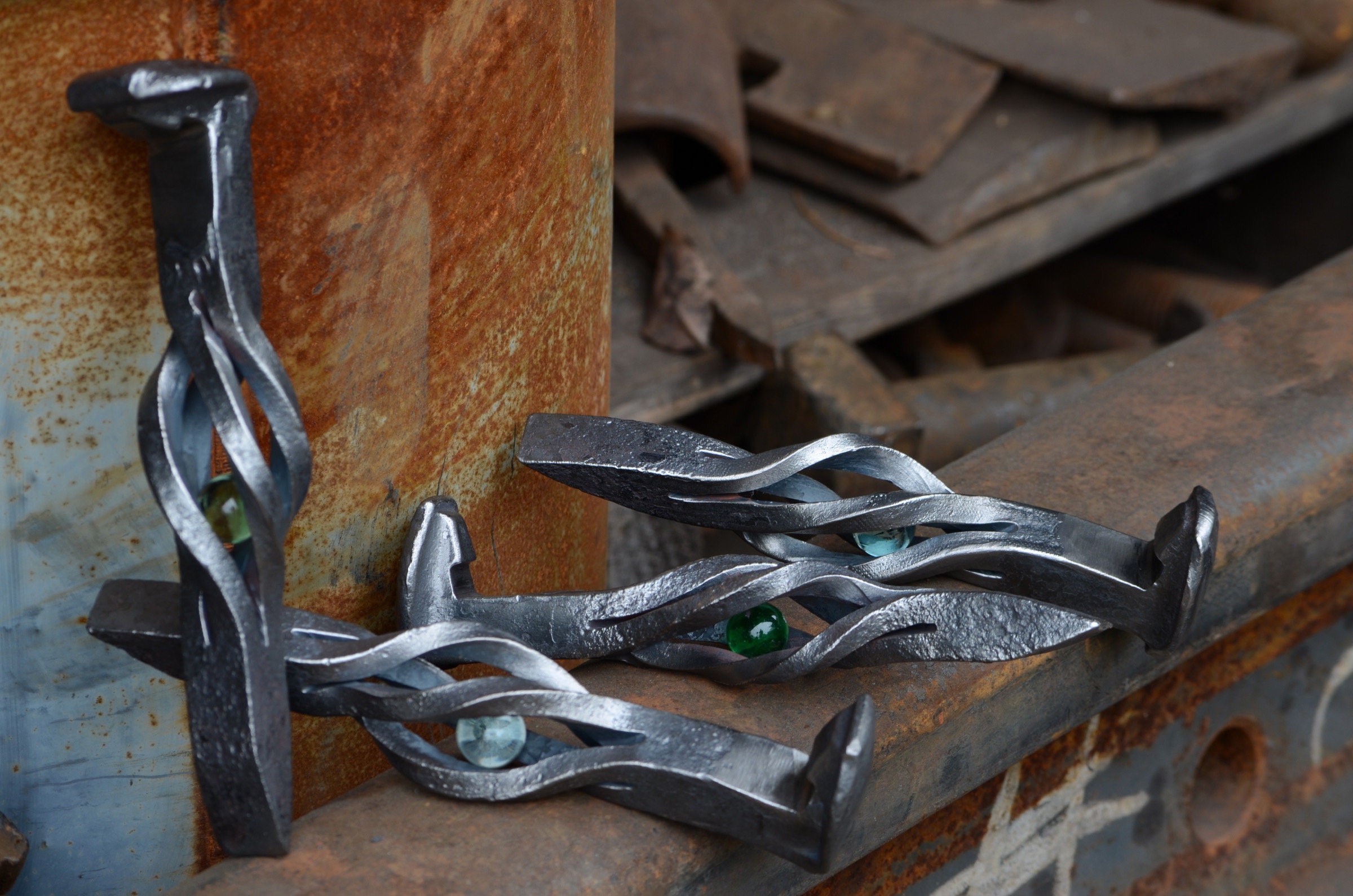 Caged Marble Railroad Spike Bottle Opener