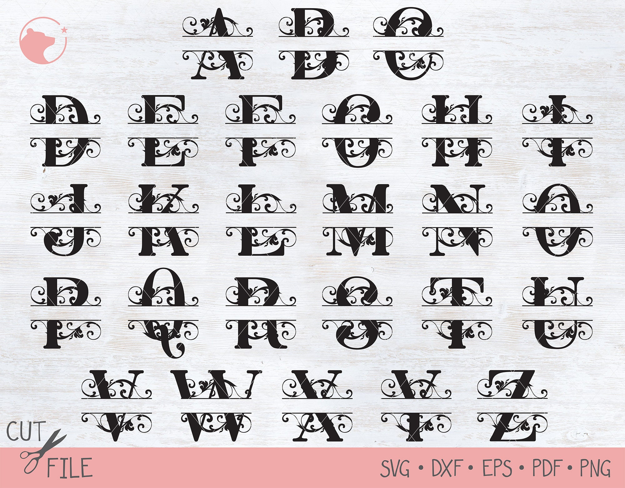 Split Monogram Svg Monogram Svg Letter Svg Split Font Svg Etsy