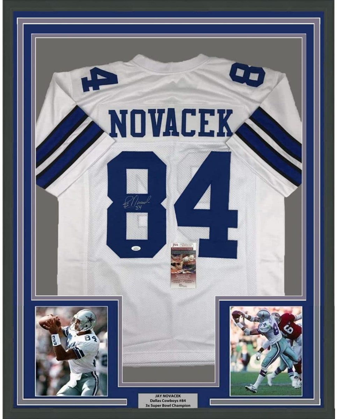 Framed Autographed/signed Jay Novacek 33x42 Dallas White -   Norway