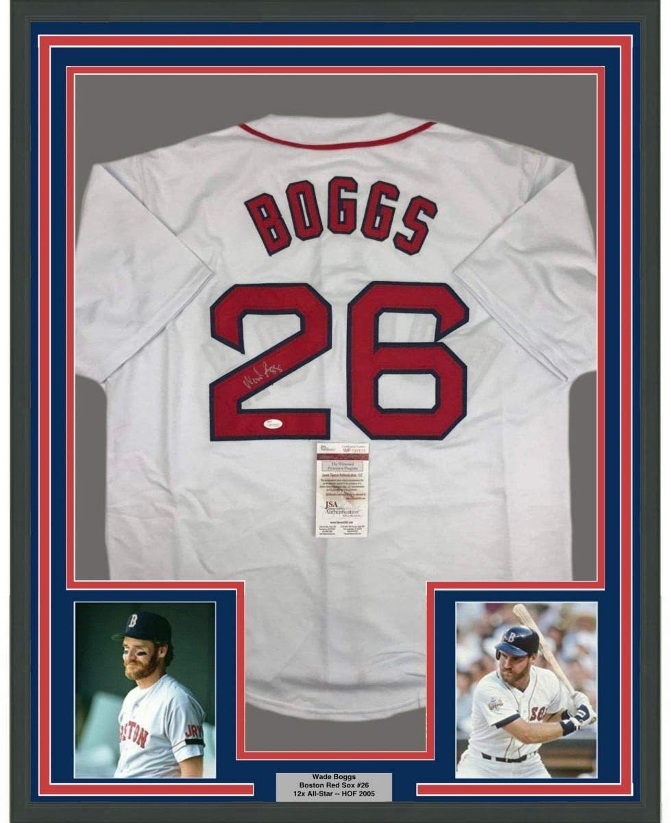 Wade Boggs Signed New York Yankees Pinstripe Framed Custom Jersey with HOF 05 Inscription