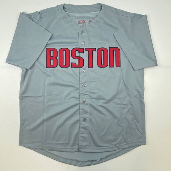 Autographed/signed Carlton Fisk Boston Grey Baseball Jersey 