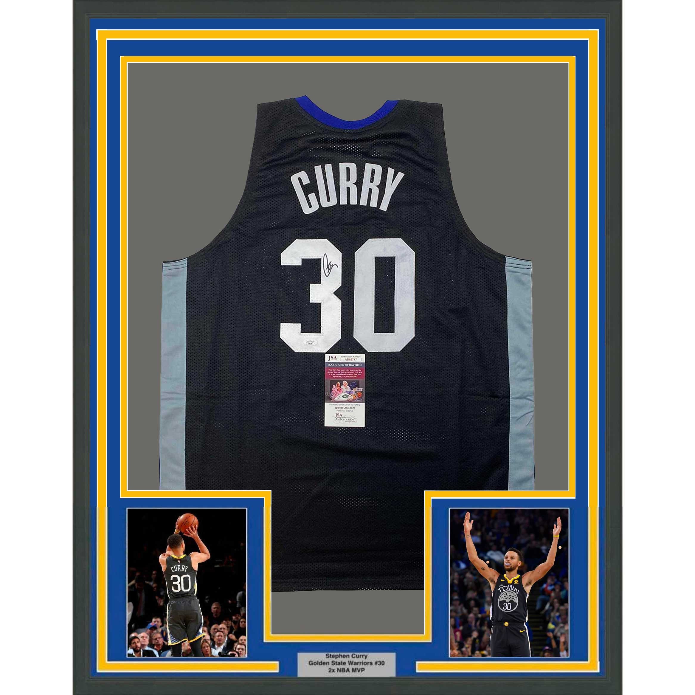 Stephen Curry Signed Warriors Custom Framed Jersey Display