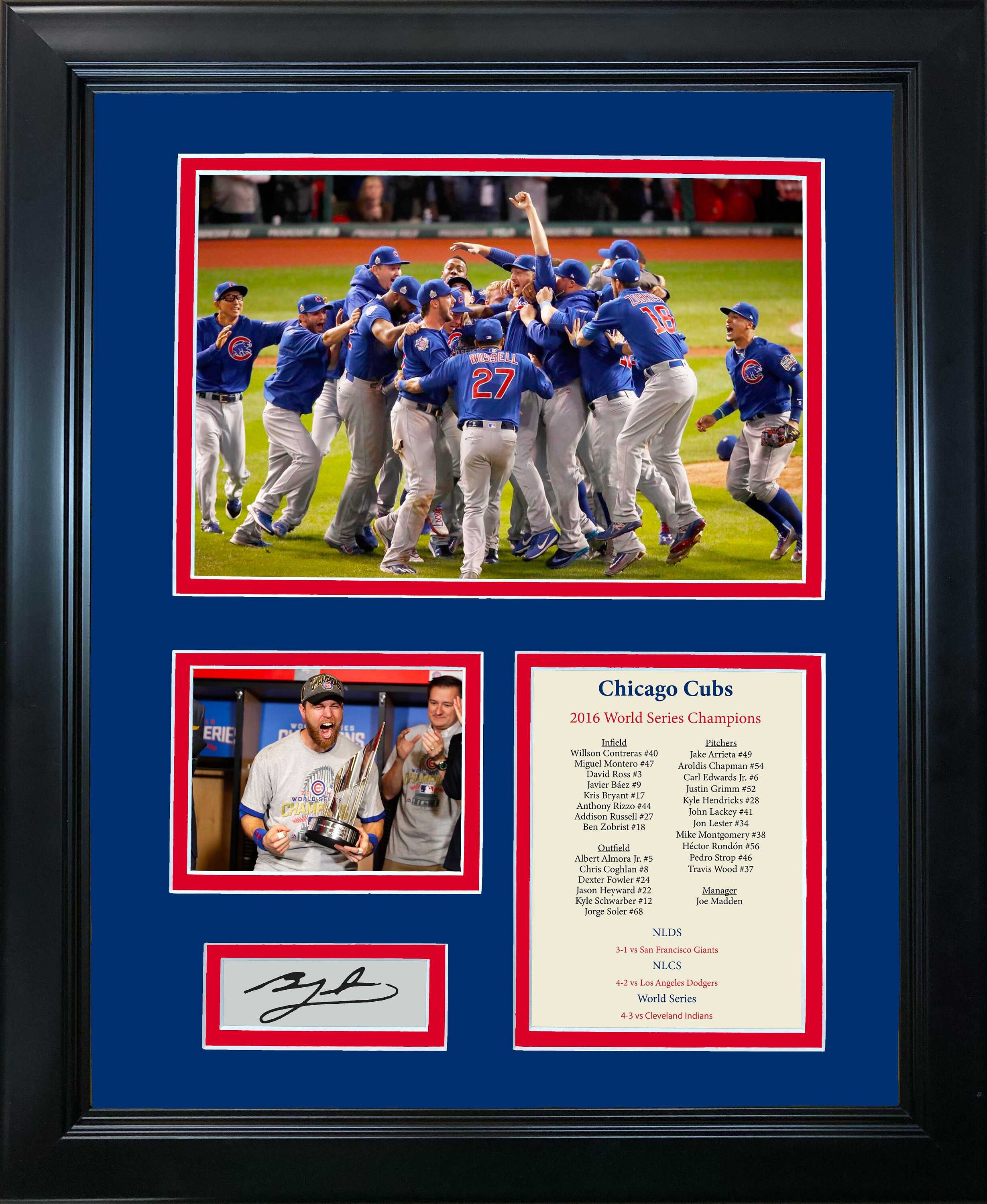 David Ross Signed & Framed Cubs Jersey Auto Beckett COA