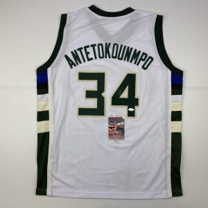 Giannis Antetokounmpo Greek Freak Autographed Milwaukee Green Custom Basketball Jersey - JSA COA