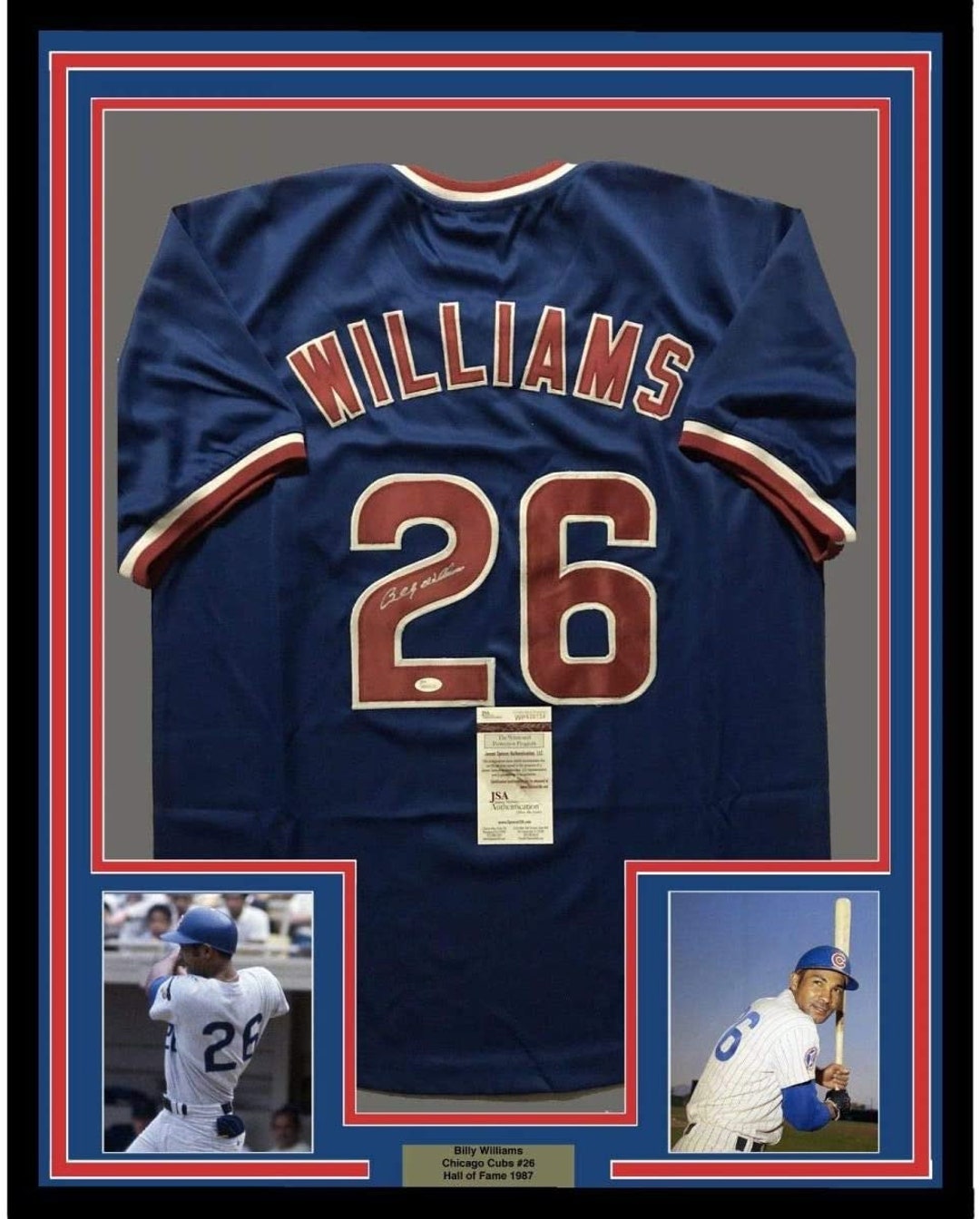 Framed Autographed/Signed Billy Williams 33x42 Chicago Blue Baseball Jersey  JSA COA - Hall of Fame Sports Memorabilia