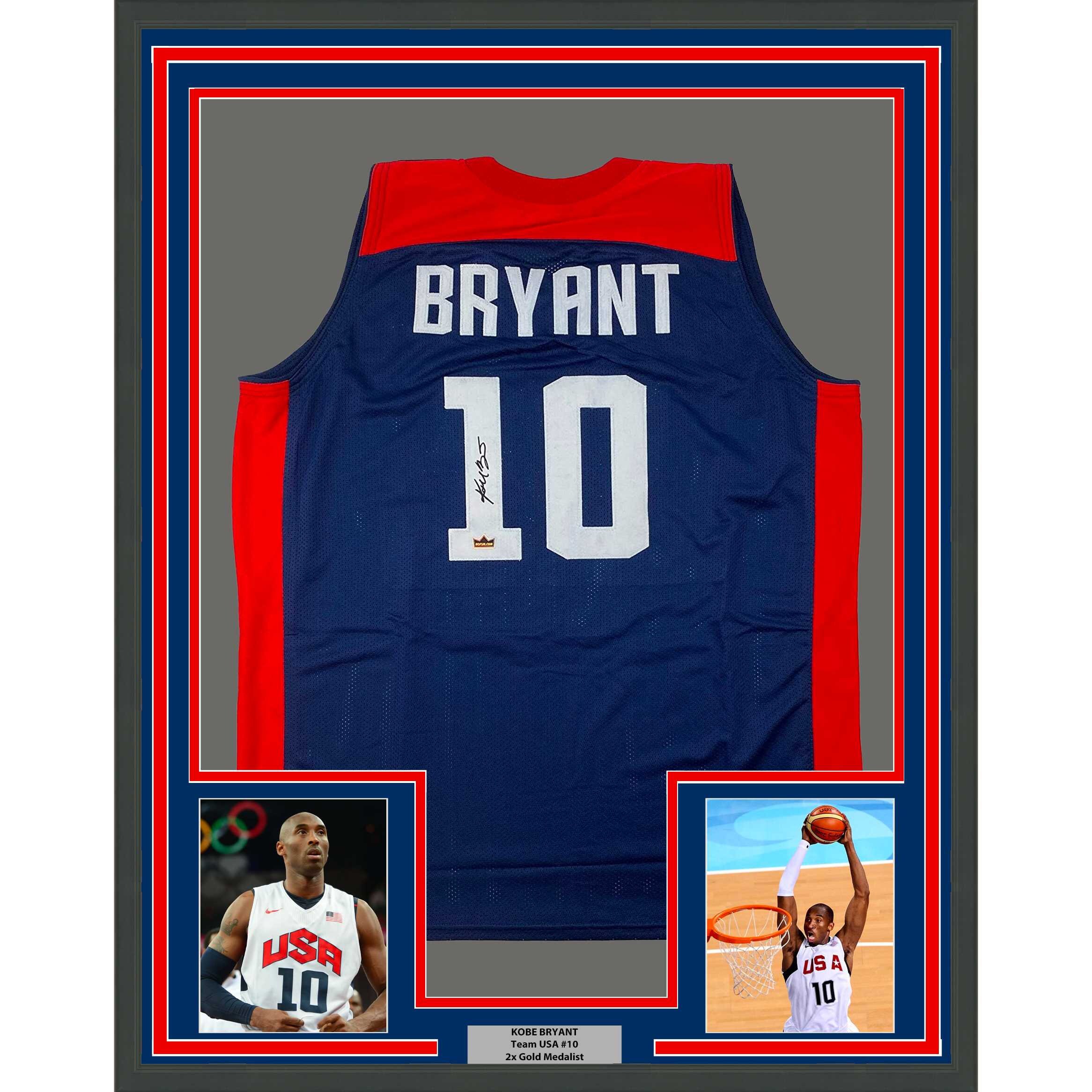 Framed Facsimile Autographed Kobe Bryant 33x42 United States Team USA  Olympics Blue Reprint Laser Auto Basketball Jersey Size Men's XL - Hall of  Fame Sports Memorabilia