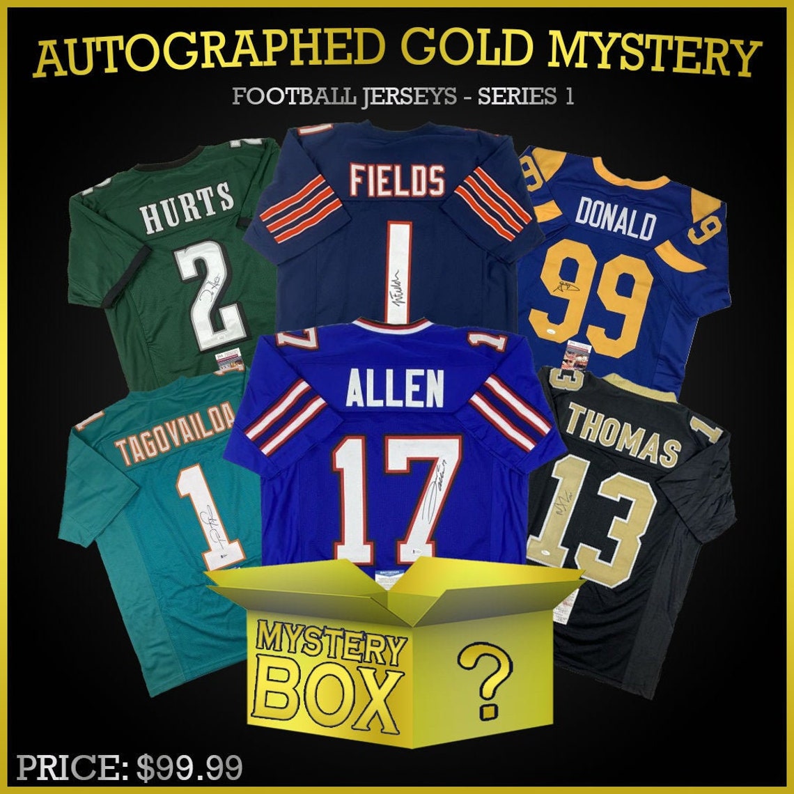 Autographed/Signed Football Jersey Mystery Box GOLD Etsy