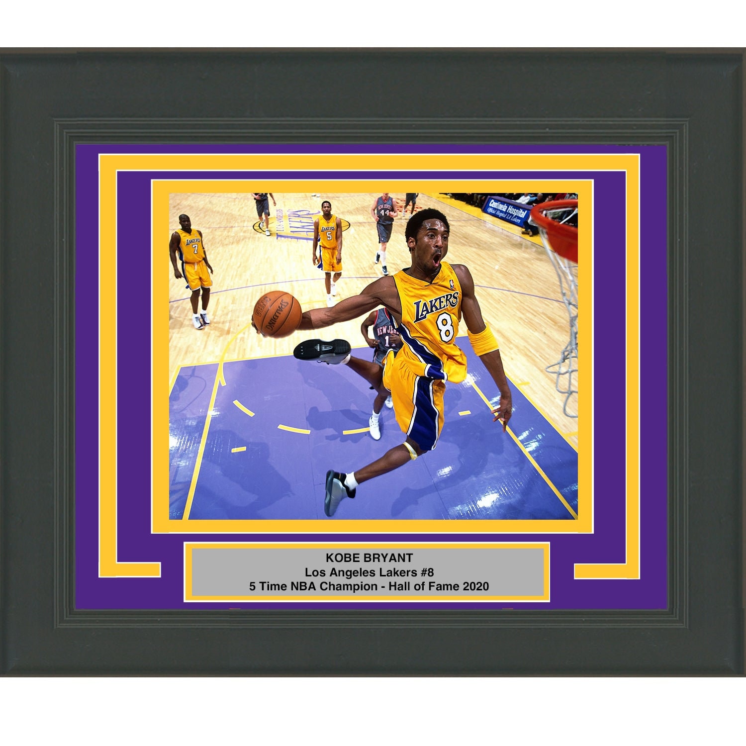 Kobe Bryant Lakers Jersey Number Retirement 12x15 Custom Framed