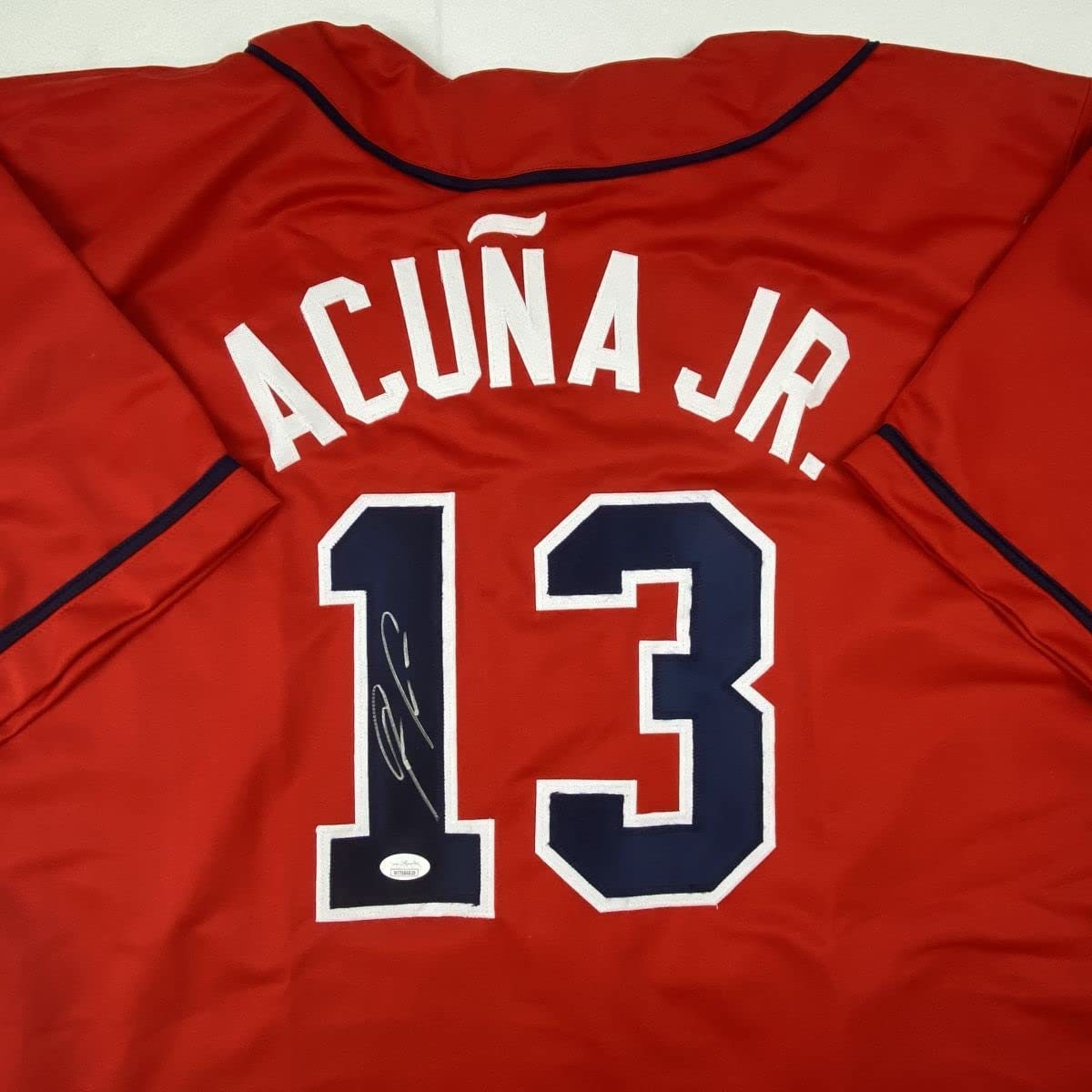 Ronald Acuna Jr. Signed Authentic World Series Braves Framed Jersey JSA COA
