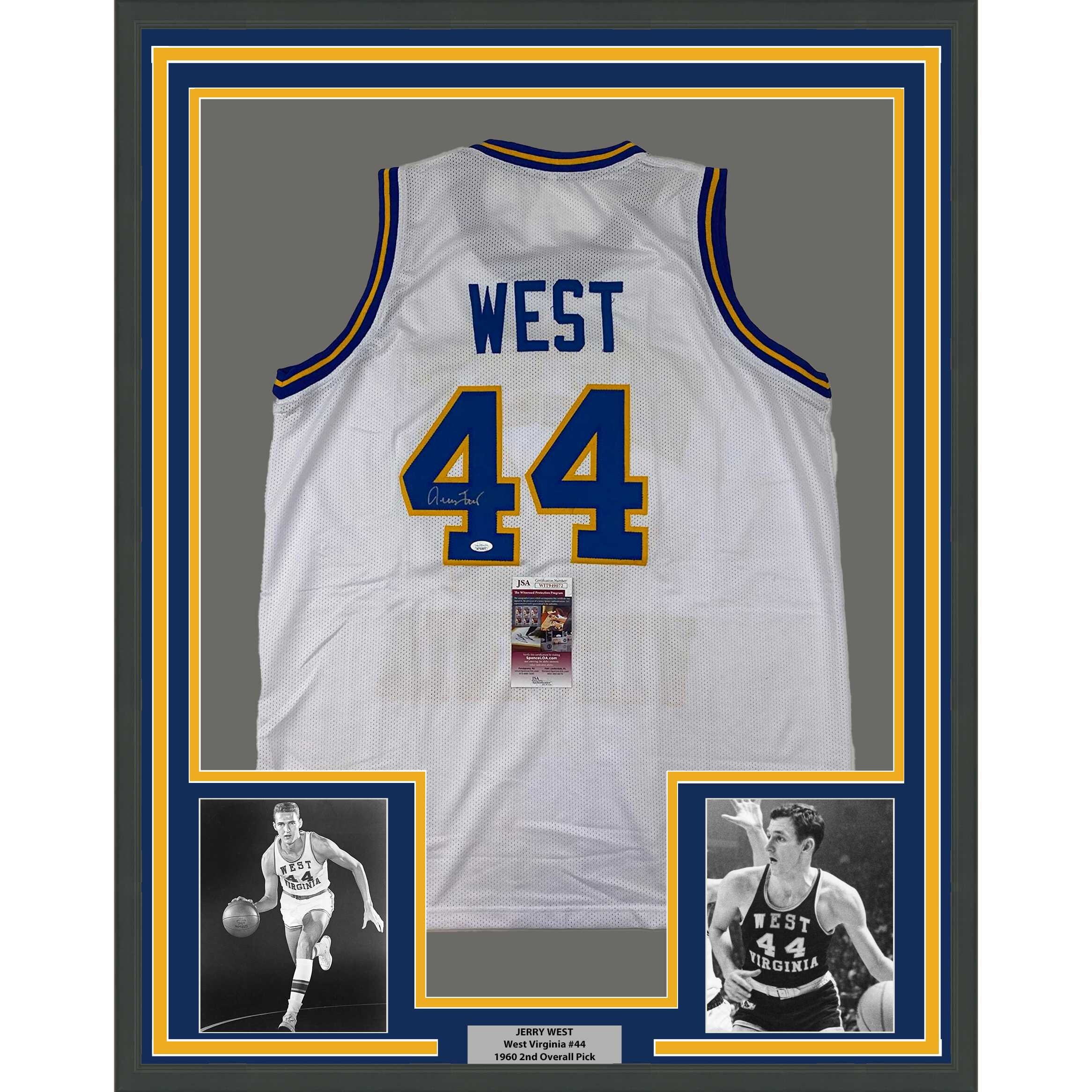 Autographed/Signed Jerry West Los Angeles LA Yellow Basketball Jersey JSA  COA