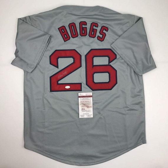 Autographed/signed Wade Boggs Boston Grey Baseball Jersey JSA 