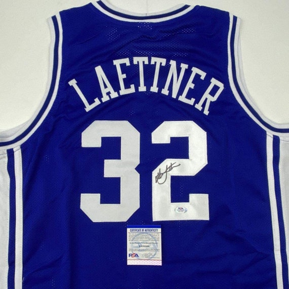 Autographed/Signed Christian Laettner Duke The Shot White College