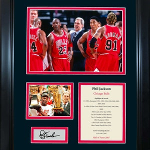 Framed Phil Jackson Hall of Fame Chicago Bulls Basketball 12"x15"  Photo Collage
