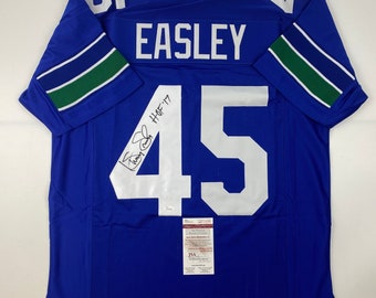 JSA COA Kenny Easley HOF Autographed Seattle Seahawks Custom Blue Football Jersey 