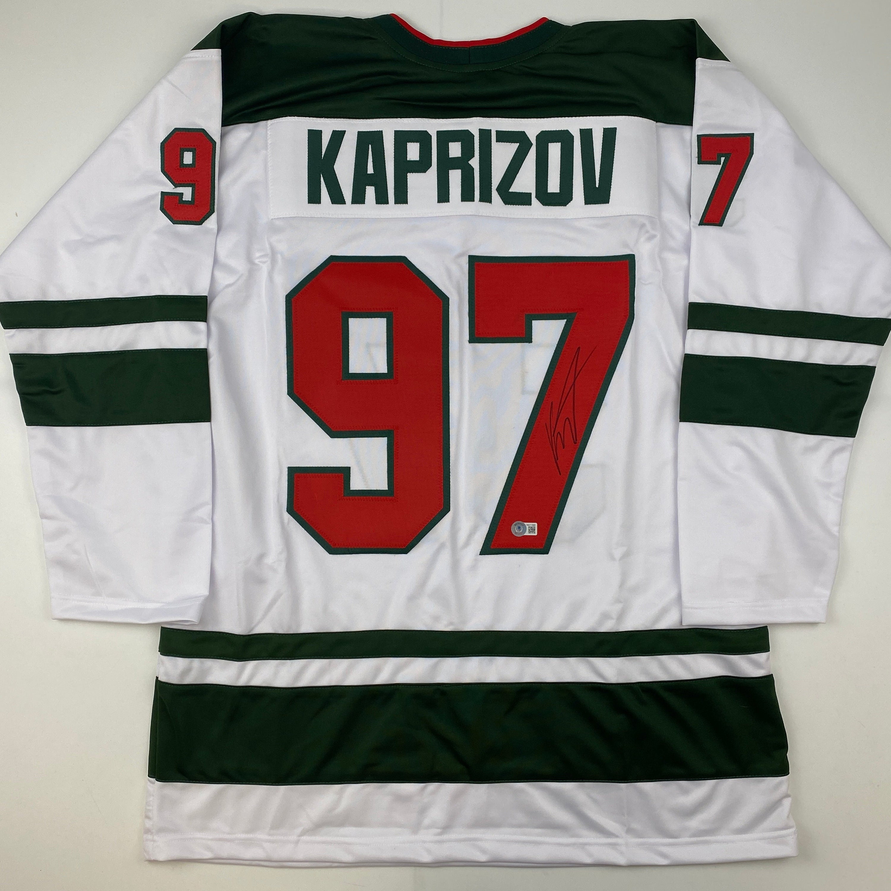 Autographed/Signed Kirill Kaprizov Minnesota Green Hockey Jersey