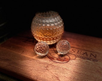 Golf Ball Whiskey Chillers and Whiskey Glass | Glass Whiskey Stones for Chilling Vodka, Whiskey, Scotch, and Wine