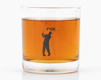 SLICE, F*CK - Golf Whiskey Glasses - Set of 2 - Black Dishwasher Safe Print - Funny Golf Gifts for Men, Women, Dad, Mom, Husband, & Wife