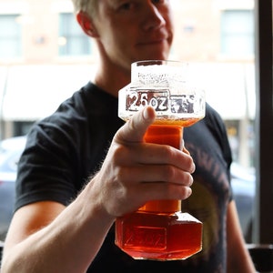 Dumbbell Beer Glass | Dumbbell Beer Glass | Funny Beer Mug | Beer Mugs For Men | Funny Beer Glasses | By Gemsho Glass