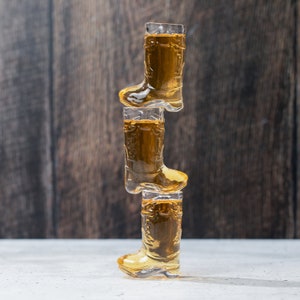 Personalized Cowboy Boot Shot Glass Set, Real Glass Cowgirl Bachelorette Party Gifts, Western Themed Party Decorations, Cowboy Theme Party image 1