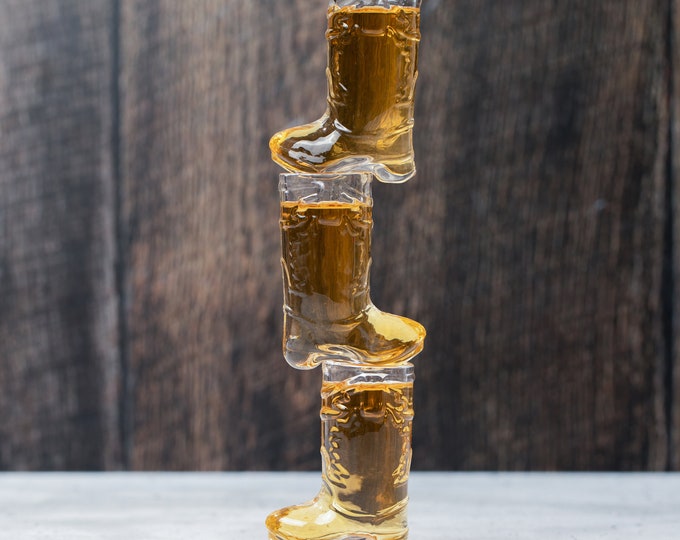 Personalized Cowboy Boot Shot Glass Set, Real Glass - Cowgirl Bachelorette Party Gifts, Western Themed Party Decorations, Cowboy Theme Party