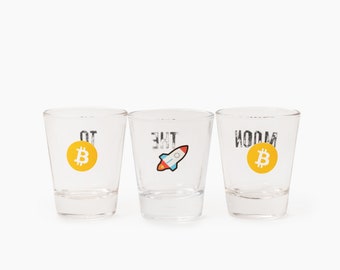 Bitcoin "Naar de maan" Shot Glasses