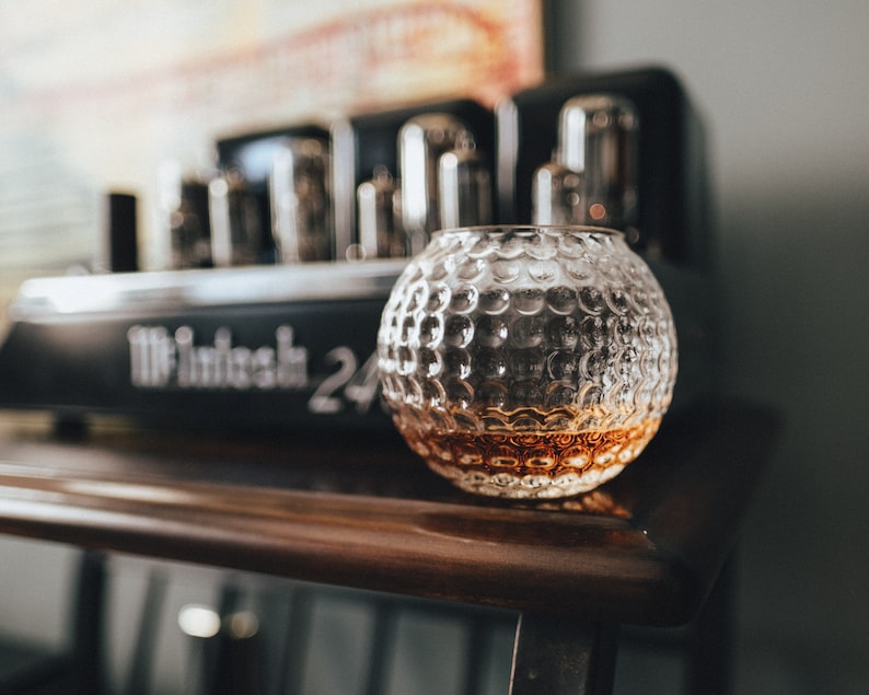 Golf Ball Whiskey Glass, Rock Glass, Bourbon Glass, Groomsmen Gift or Golf Gift Whiskey Glasses Golf Gifts for Men No