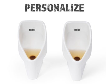 Urinal Shot Glass Sets, Personalized, 1.5 Fluid Ounces, Ceramic, for Adults, Husband, Boyfriend, or White Elephant, Funny Novelty Shot Cup