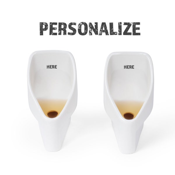 Urinal Shot Glass Sets, Personalized, 1.5 Fluid Ounces, Ceramic, for Adults, Husband, Boyfriend, or White Elephant, Funny Novelty Shot Cup