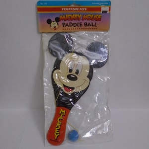 Vintage Mickey Mouse Paddle Ball Set -TootsieToy Disney 249 -NOS
