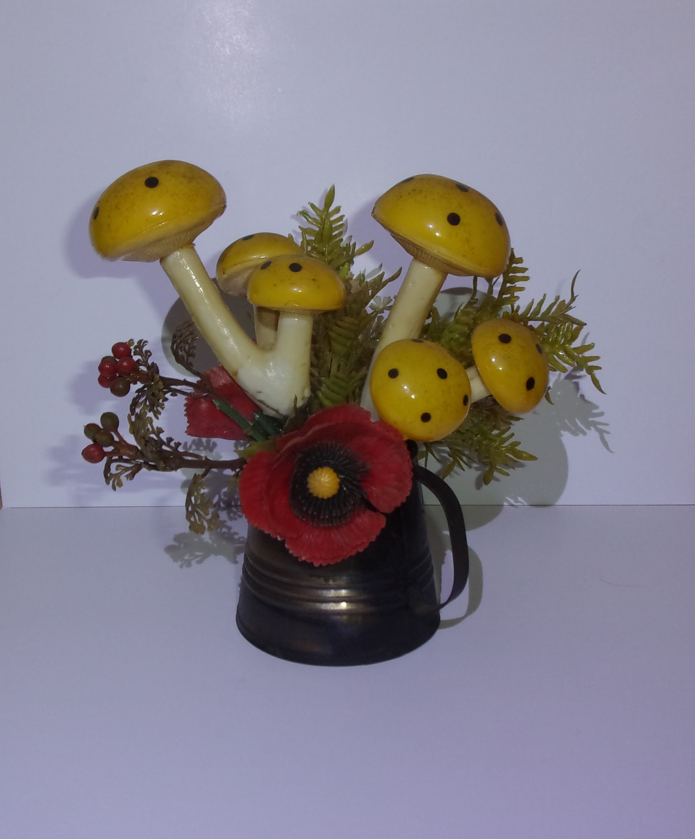 Vintage Mushroom Flower Foliage Arrangement 1970s Etsy