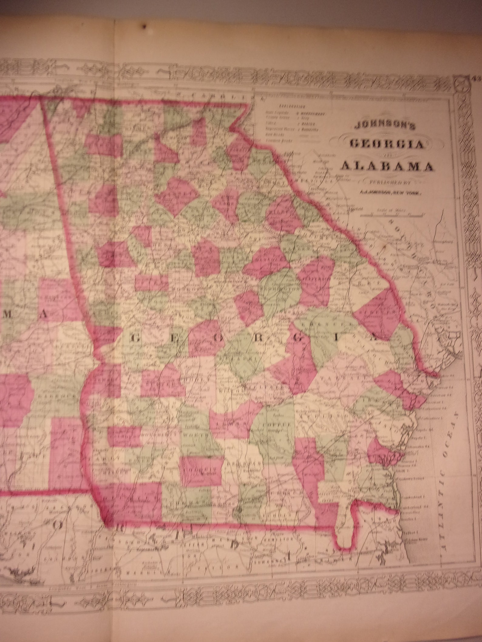 Civil War Era Alabama Georgia Map Extremely Detailed  Etsy
