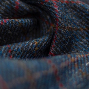 Harris Tweed Denim Blue Windowpane Check Suitable for all Upholstery and Clothing. High Abrasion Resistance 30,000+