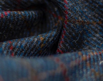 Harris Tweed Denim Blue Windowpane Check Suitable for all Upholstery and Clothing. High Abrasion Resistance 30,000+
