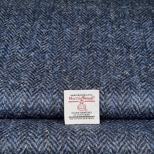 Harris Tweed Fabric Navy Herringbone Wool Free Label Upholstery Grade 30,000 rubs