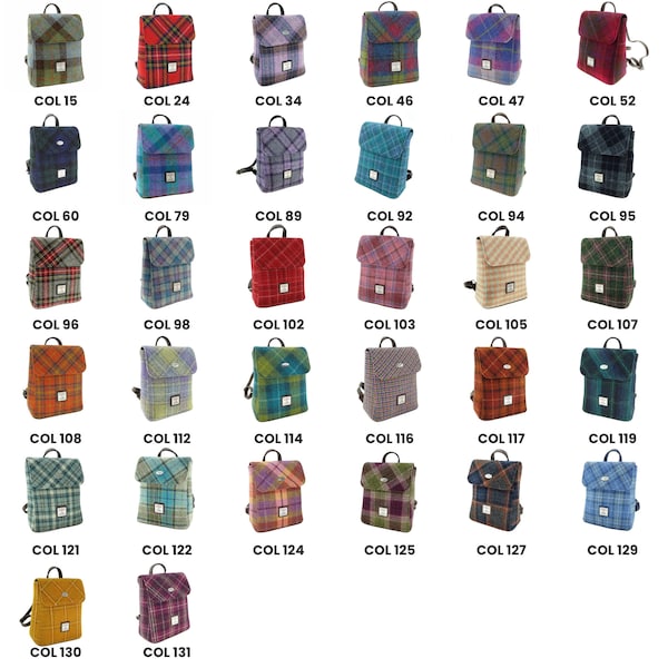 Mini sac à dos Harris Tweed Tummel - 22 couleurs tweeds disponibles