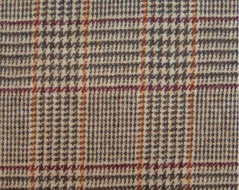 Harris Tweed Beige Brown Glen Check Houndstooth High Abrasion Resistance 30,000+