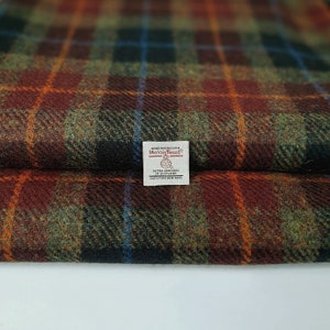 Harris Tweed Fabric Autumn Check Green Black Deep Rust Wool Free Label Upholstery Grade 30,000 rubs