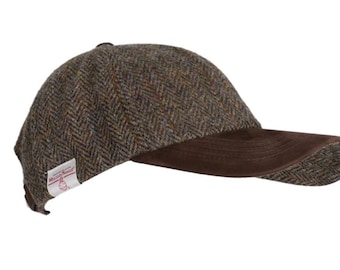 Brungton Baseball Cap With Harris Tweed Suede Leather Peak - One Size