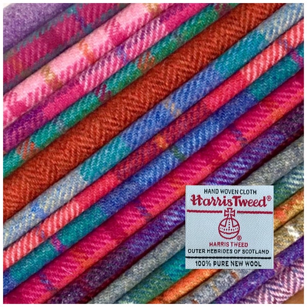 Harris Tweed Fabric Upholstery Fabric Label Included Herringbone Overcheck 30,000 Rubs High Abrasion Resistance
