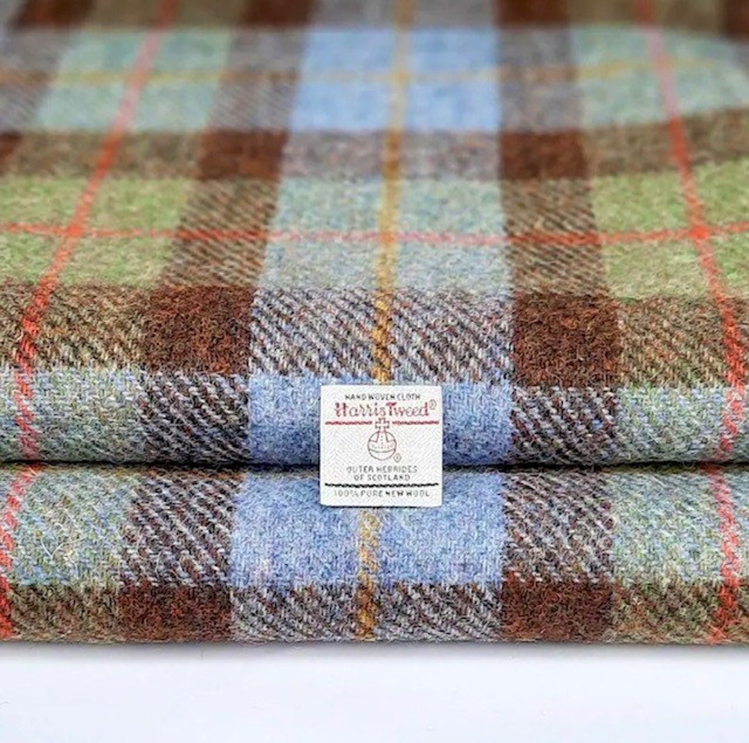 Vintage 90s Blue Green Harris Tweed Plaid Scottish Wool 12 M main image 0