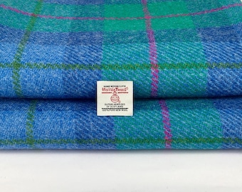 Harris Tweed Fabric Green Blue Pink Check And LAMPSHADE KIT Fabric Available Also 100% Wool Crafting Sewing