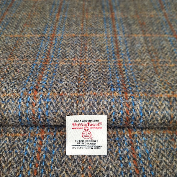 Harris Tweed Brown Herringbone Blue Rust Overkaro Geeignet für alle Polster und Bekleidung. Hohe Abriebfestigkeit 30.000+