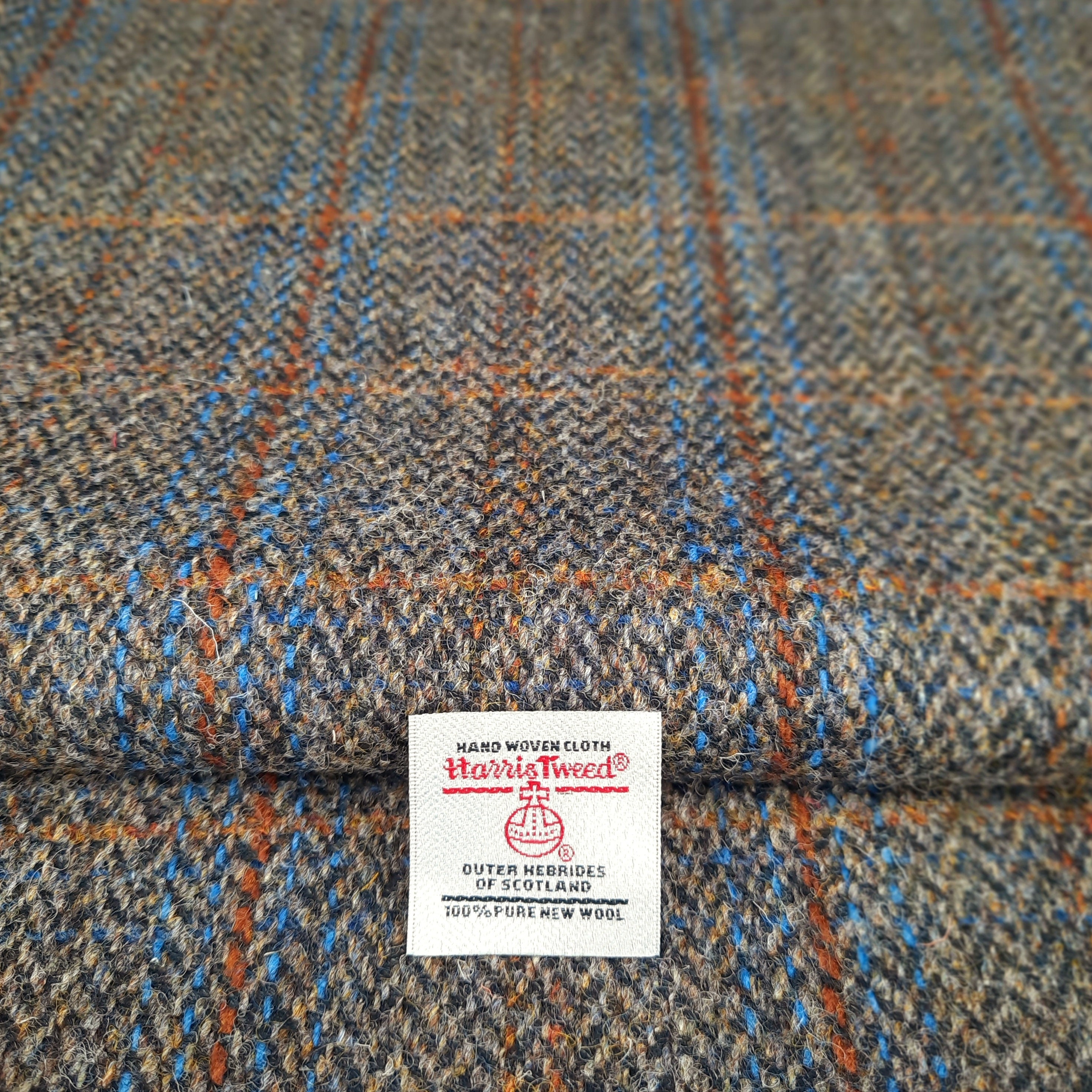 Harris Tweed Brown Herringbone Blue Rust Overcheck Label - Etsy